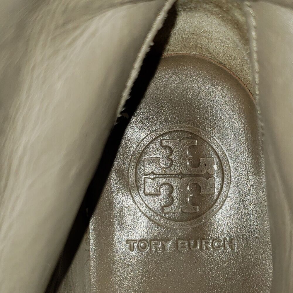 TORY BURCH Bennie Moto Engineer BootsTaupe Leather Double Buckle Ankle Size 7.5M - Picture 11 of 16